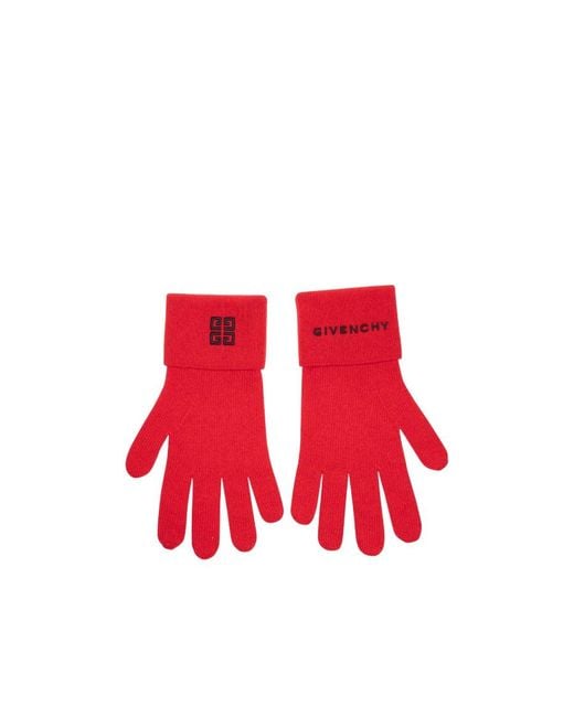 Givenchy Red Rib Gloves for men