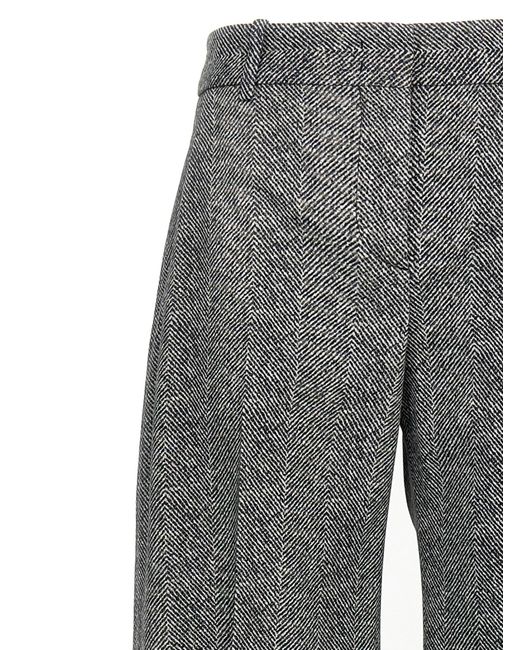 Ermanno Scervino Gray Herringbone Patterned Viscose Trousers