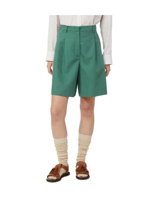 Weekend by Maxmara Green Wkdecuba High-Waist Shorts