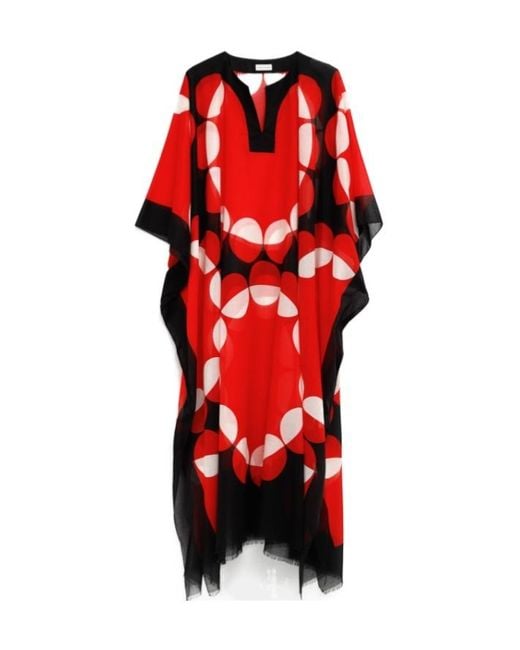 Dries Van Noten Red Patterned Loose Dress