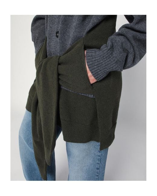 Stella McCartney Black Buttoned Two-Tone Cardigan