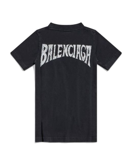 Balenciaga Black Graphic Printed Crewneck T-Shirt