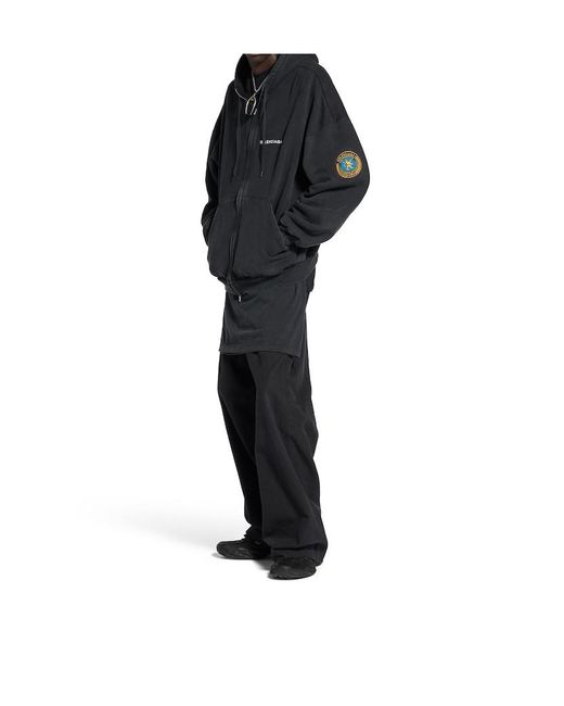 Balenciaga Black Uniform Patch Zip-Up Hoodie for men