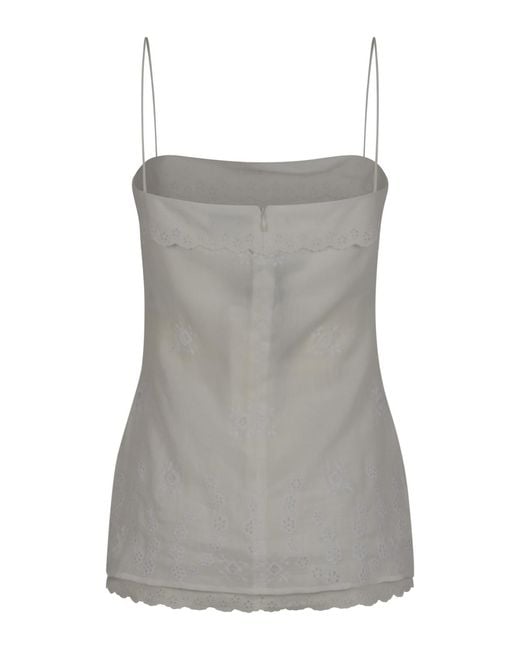 Magda Butrym Gray Embroidered Lace Trim Top