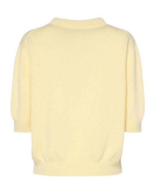 Khaite Natural Davin S/S Cashmere Sweater