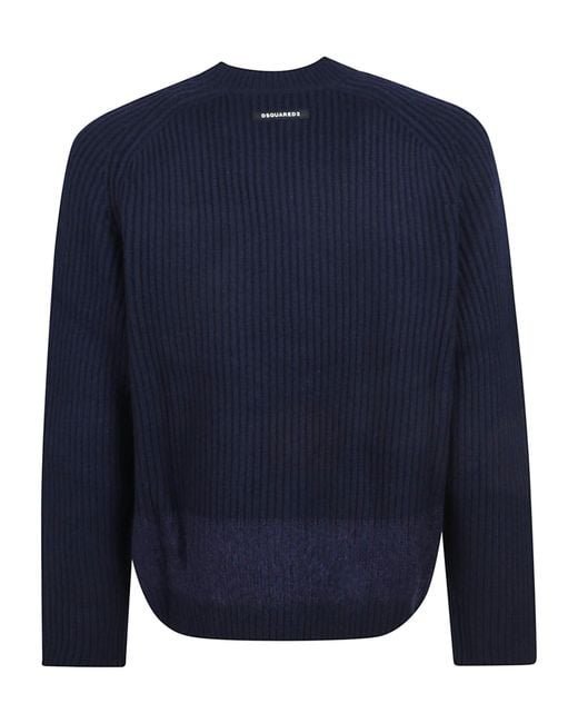 DSquared² Blue Ribbed Jumper for men