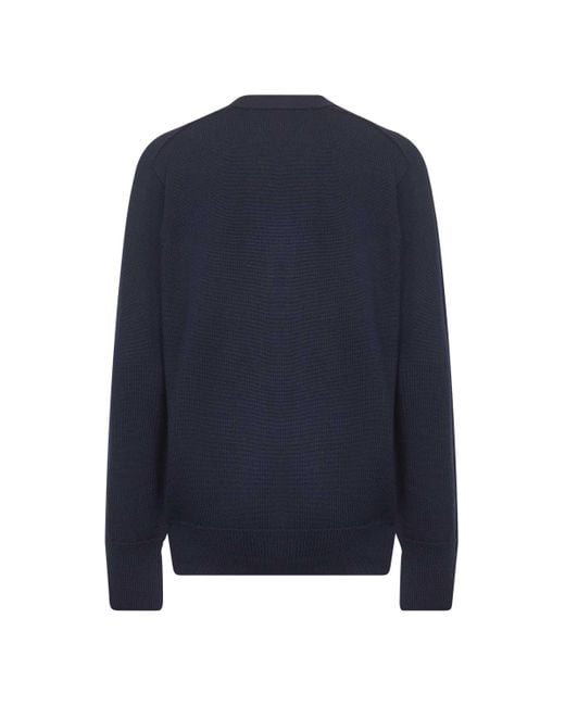 Studio Nicholson Blue Buttoned V-Neck Knitwear