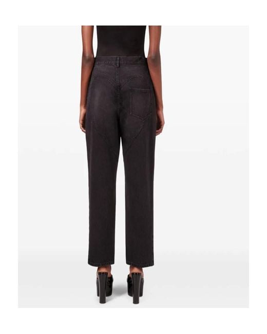 Area Black Embellished Mid-Rise Slit Jeans