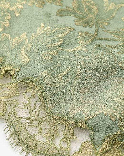 Saint Laurent Green Baroque Lace Mini Skirt