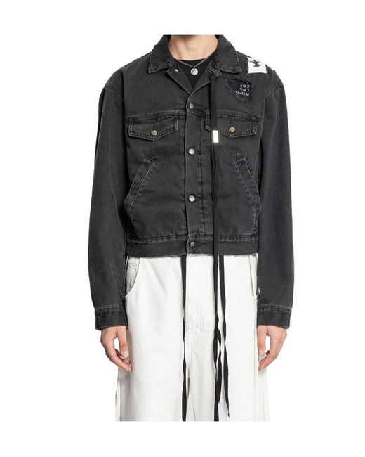 Ann Demeulemeester Black Long Sleeve Denim Jacket for men