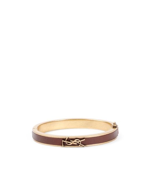 Saint Laurent White Logo Plaque Bracelet