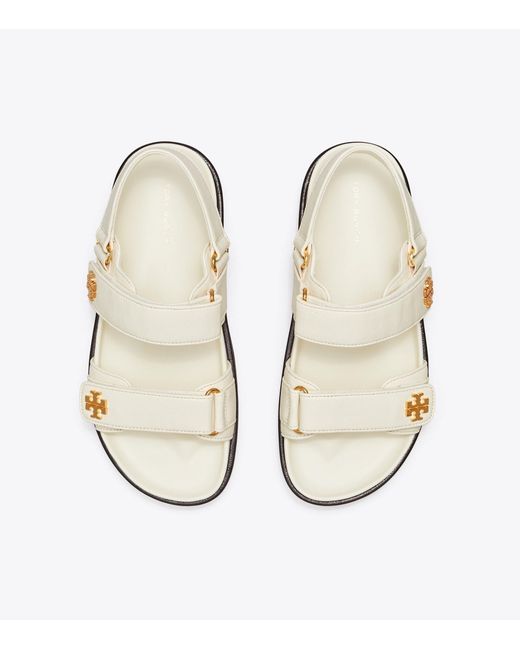 Tory Burch White Double T-Motif Leather Sandals