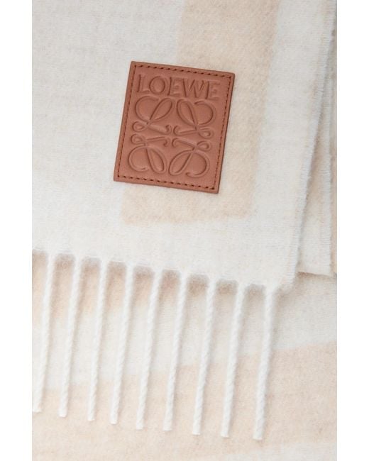 Loewe White Fringed Scarf
