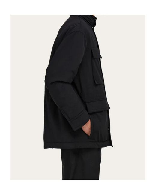 Ferragamo Black Ferragamo Long-Sleeved Padded Jacket for men