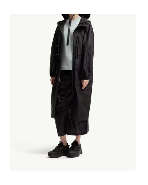 Moncler Black Drawstring Hooded Long Jacket