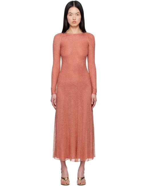 Alaïa Pink Alaïa Mesh Knit Long Dress