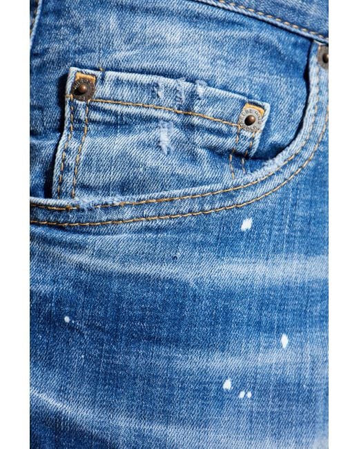 DSquared² Blue Medium Spots Wash Skater Distressed Jeans for men