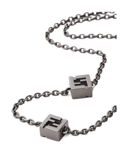 Fendi Metallic Ff Cube Necklace for men