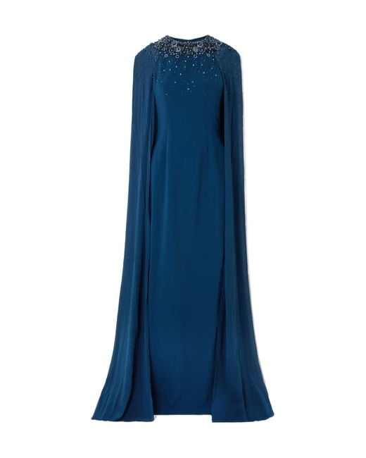 Jenny Packham Blue Silk Chiffon Dress