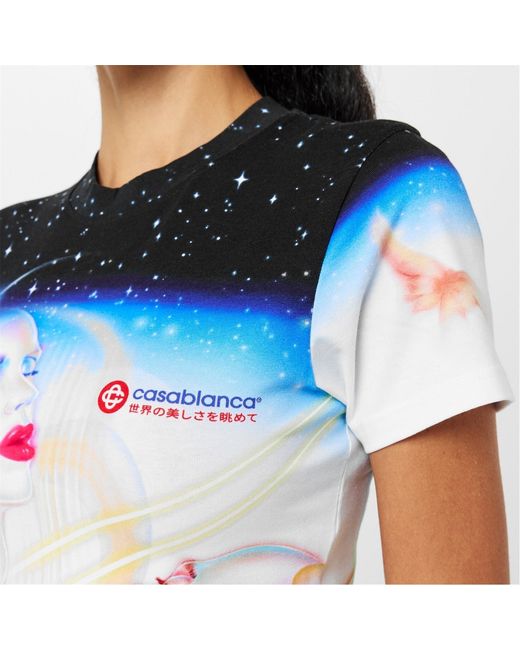 Casablanca Blue Printed Crew Neck T-Shirt