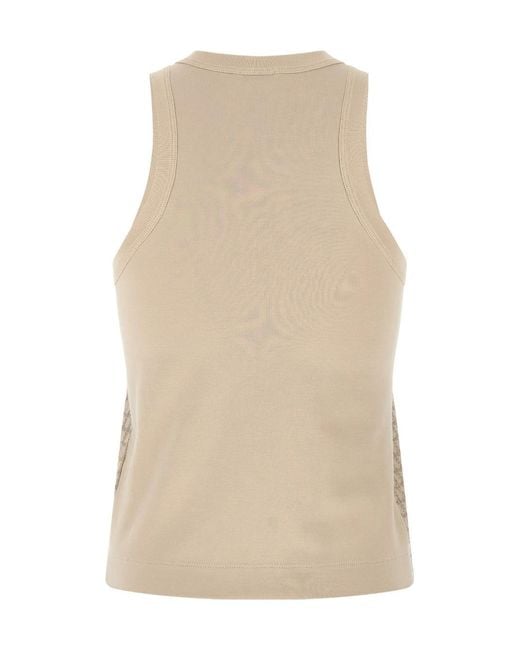 Brunello Cucinelli Natural Dazzling Check Embroidery Jersey Top
