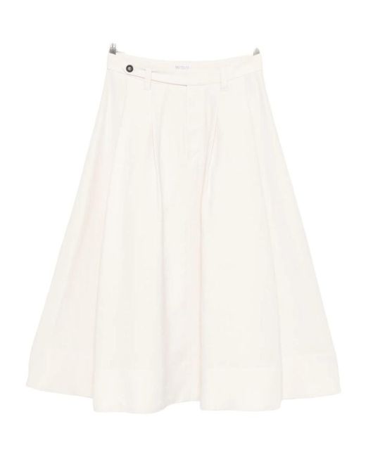 Brunello Cucinelli White Twill Maxi Skirt