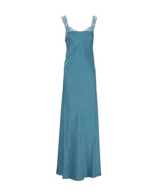 Forte_forte Blue Lace-Trim Long Dress
