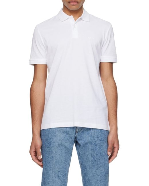Boss White Boss Short Sleeved Logo Printed Polo Shirt for men