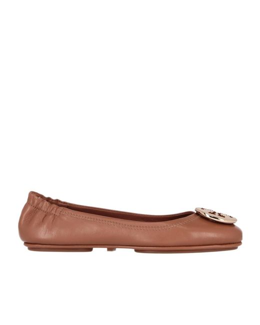 Tory Burch Brown Minnie Travel Ballet Flats