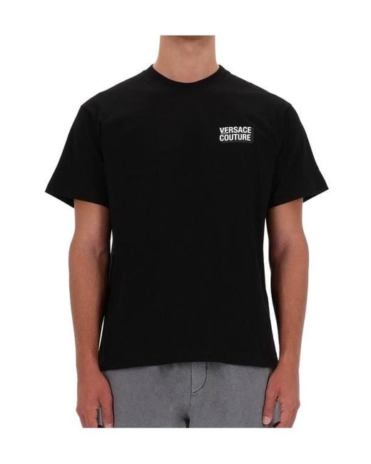 Versace Black Jeans Couture Logo Patch T-Shirt for men