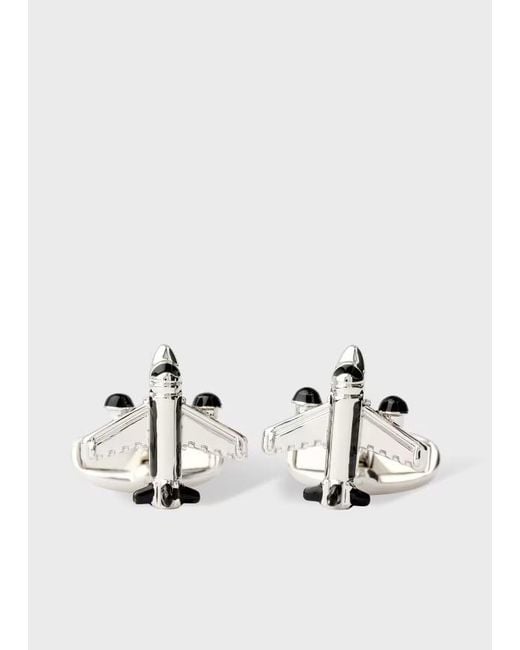 Paul Smith White Airplane Cufflinks for men