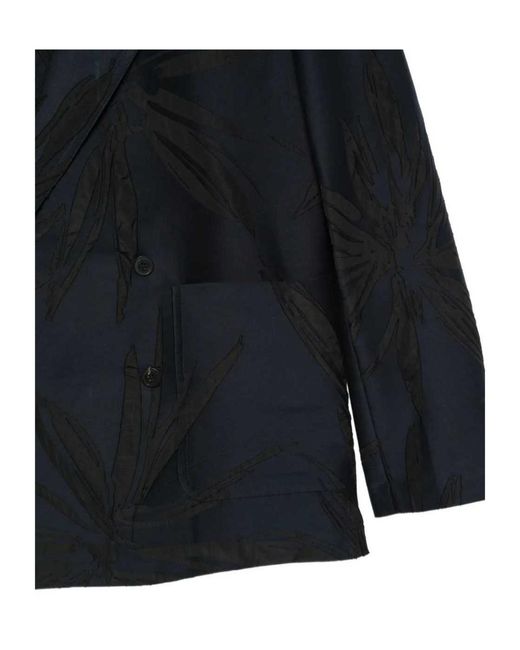 Dries Van Noten Blue Double-Breasted Suit Jacket for men