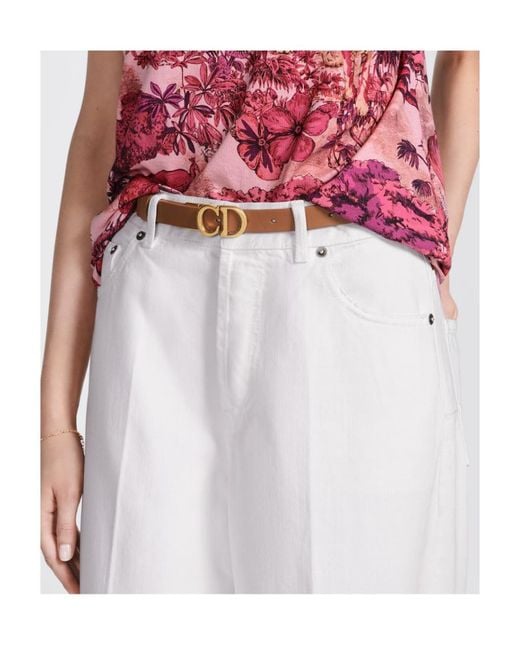 Dior White Reversible Saddle Belt