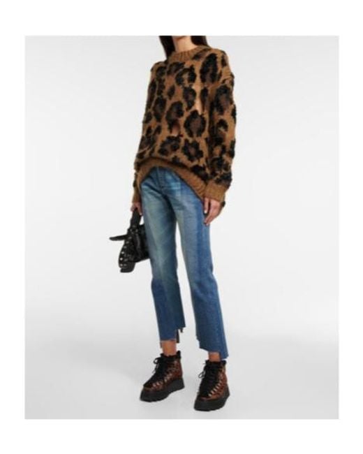 Junya Watanabe Black Leopard-Print Calf Hair Ankle Boots