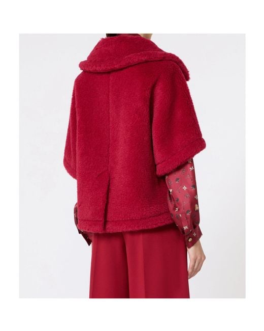 Max Mara Red Short-Sleeved Button-Up Coat