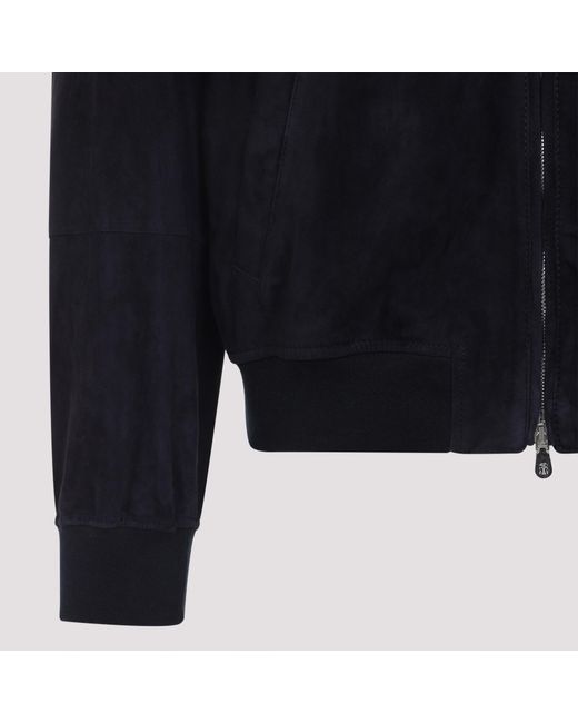 Brunello Cucinelli Blue Long-Sleeved Zip-Up Jacket for men