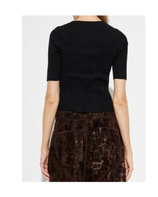 AllSaints Black Square Neck Rib Knit Top