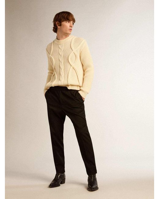 Golden Goose Deluxe Brand Black Logo-Plaque Straight-Leg Trousers for men