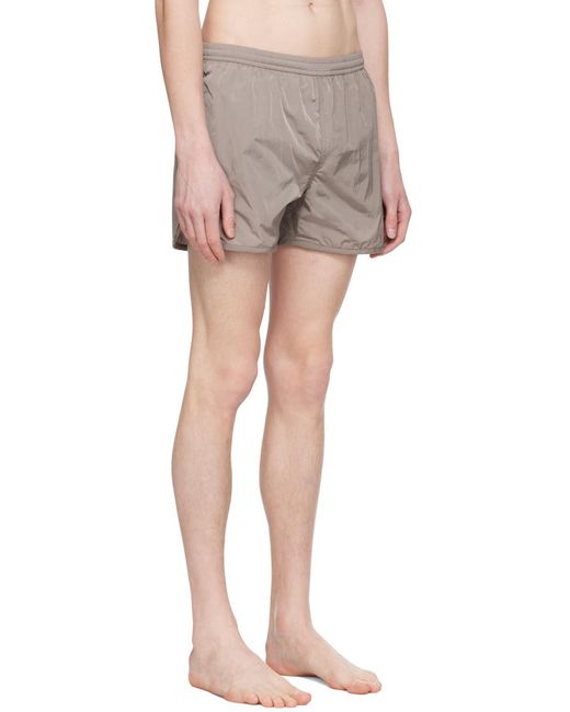 AMI Gray Logo Plaque Swim Shorts for men