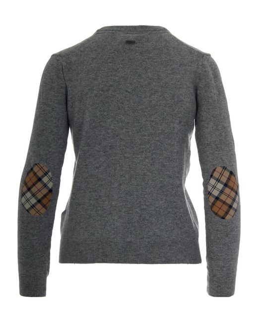 Barbour Gray Elbow-Patch Buttoned Cardigan