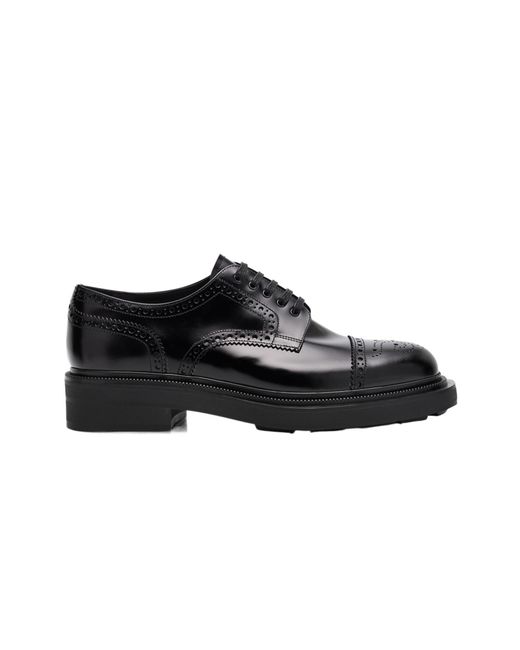 Prada Black Brogue Lace-Up Derby Shoes for men