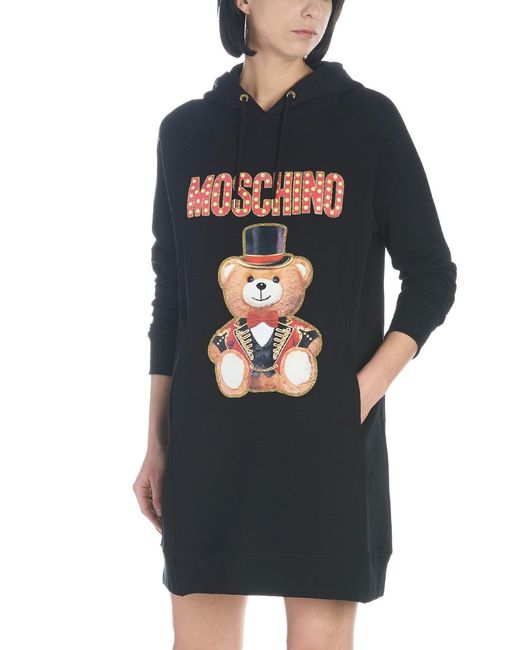 Moschino Blue Circus Teddy Printed Hoodie Dress