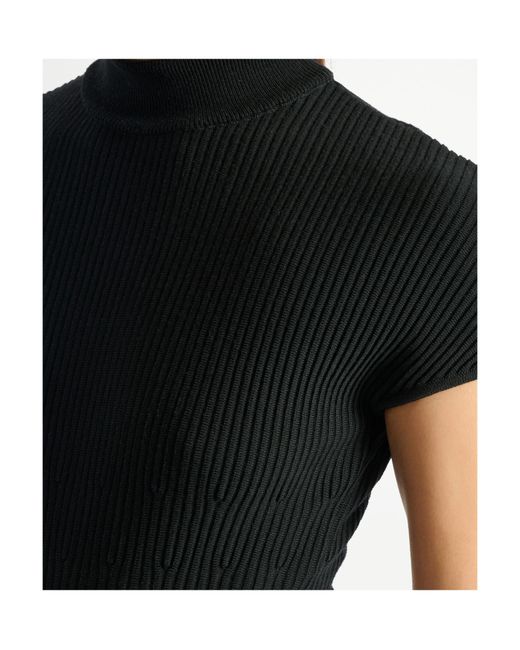 Balmain Black Ribbed Turtleneck Knitted Top