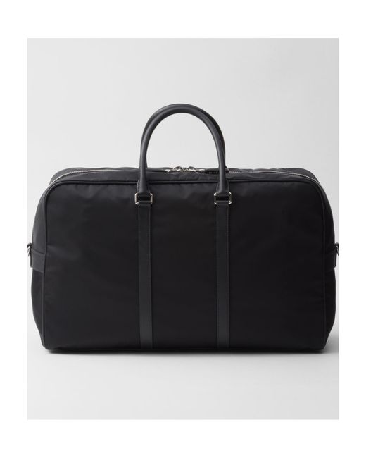 Prada Black Re-Nylon And Saffiano Leather Duffel Bag for men