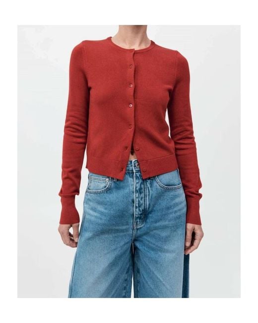 St. Agni Red Round-Neck Long-Sleeve Knitted Sweater