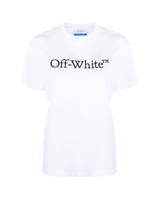 Off-White c/o Virgil Abloh White Bookish Logo Printed Crewneck T-Shirt