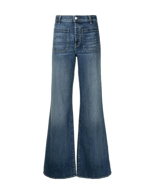 Nili Lotan Blue Mid-Rise Wide-Leg Trousers