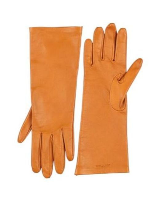 Saint Laurent Orange Minimalist Solidcolor Leather Gloves