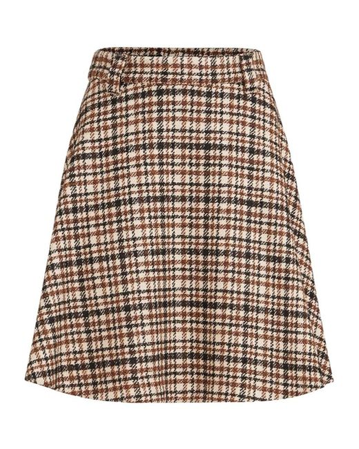 Brunello Cucinelli Natural Comfort Checked Wool And Alpaca Mini Circle Skirt