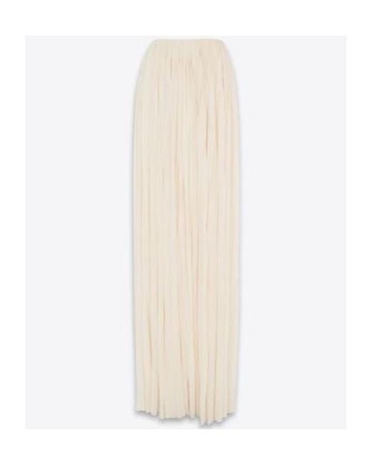 Saint Laurent White Long Pleated Skirt
